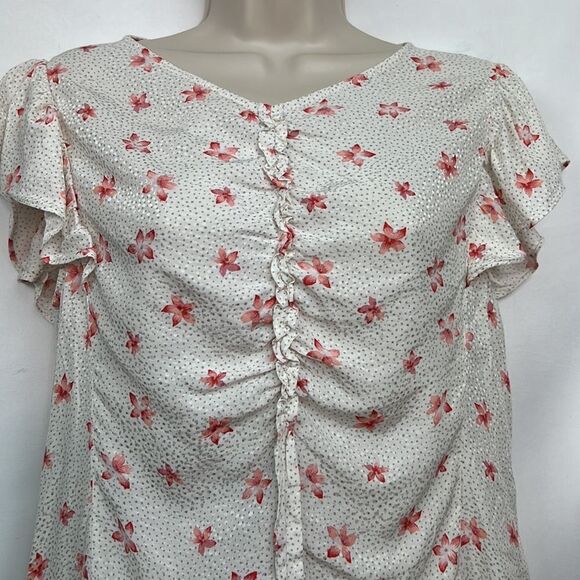 Rebecca Taylor Floral Flutter sleeve blouse EUC - Picture 2 of 10